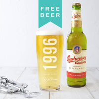 Personalised 30th Birth Year And Name Beer Glass