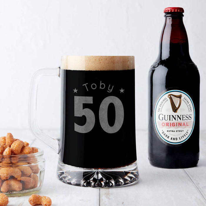 Personalised 50th Birthday Age And Name Beer Tankard