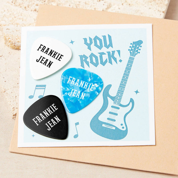 Personalised Band Name Guitar Plectrum / Pick Coloured Set