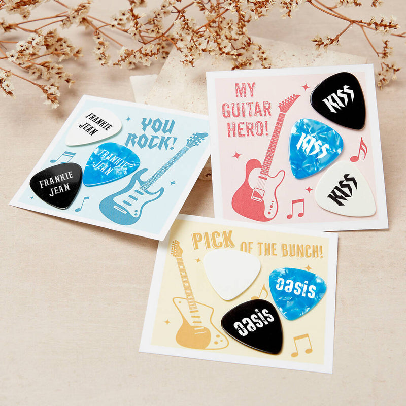 Personalised Band Name Guitar Plectrum / Pick Coloured Set