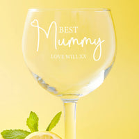 Personalised Best Mummy Mother's Day Gin Glass