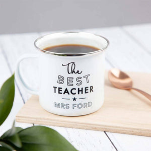Personalised Best Teacher Enamel Mug