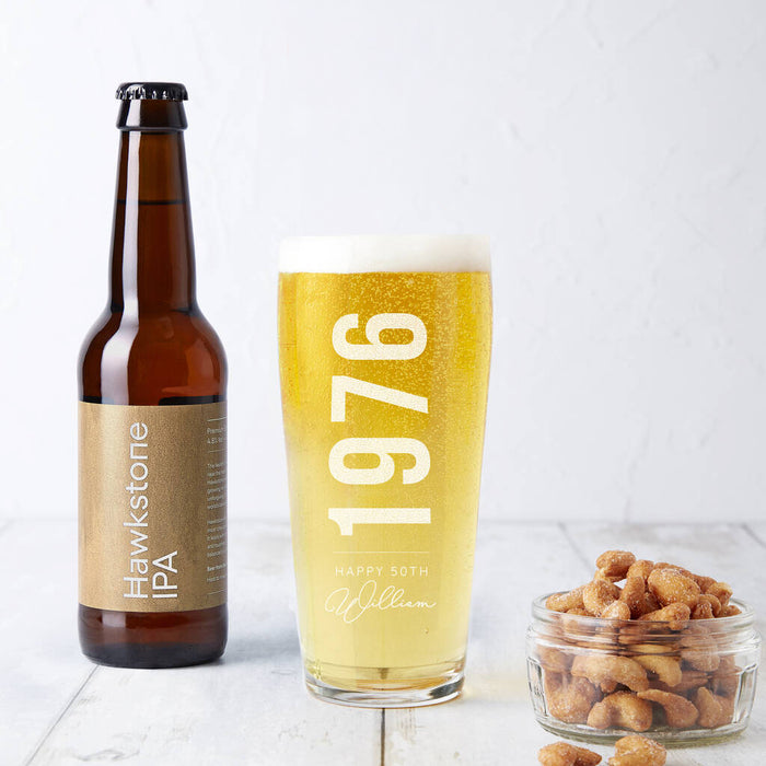 Personalised Birth Year And Name Beer Glass