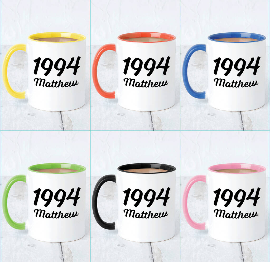 Personalised Milestone Birthday Name And Year Mug