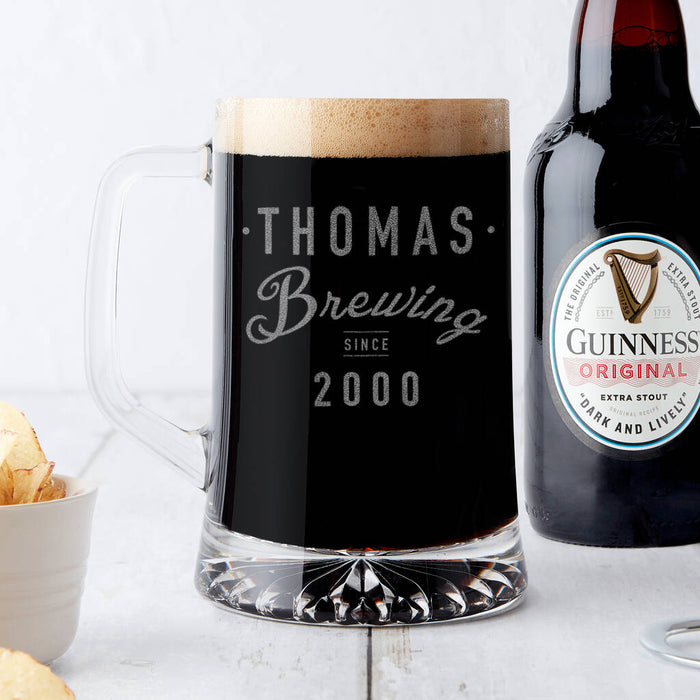 Personalised 'Brewing Since' Year And Name Beer Tankard