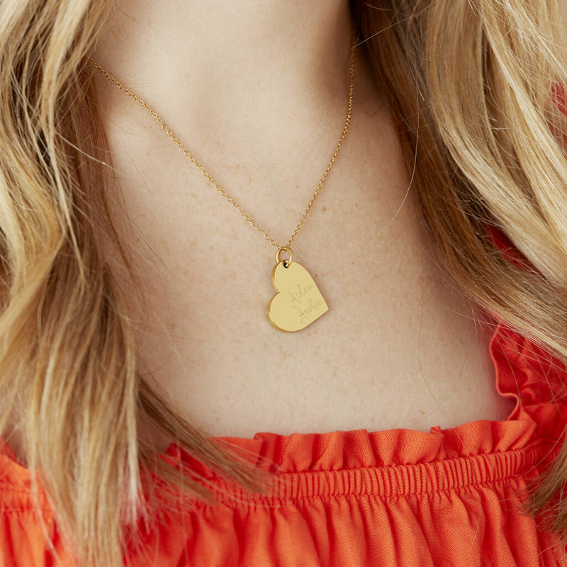 Personalised Couples Names Gold Plated Heart Necklace – Ellie Ellie