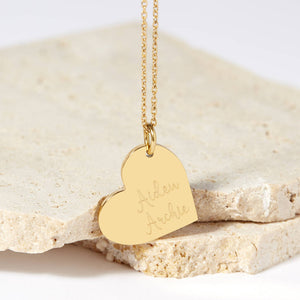 Personalised Couples Names Gold Plated Heart Necklace