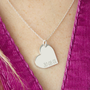 Personalised Special Date Silver Plated Heart Necklace