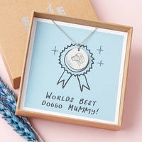 Worlds Best Dog Mum Personalised Dog Breed Silver Plated Necklace