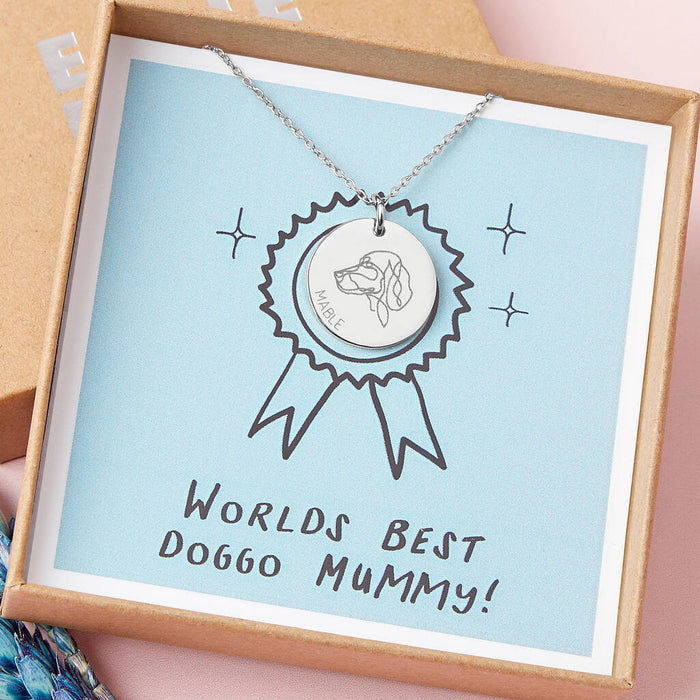 Worlds Best Dog Mum Personalised Dog Breed Silver Plated Necklace