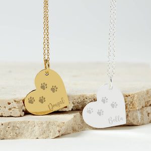Personalised Dog Remembrance Gold Heart Necklace