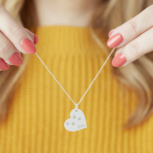 Personalised Cat Remembrance Silver Heart Necklace