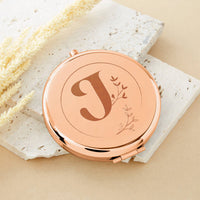 Personalised Engraved Initial Rose Gold Compact Mirror