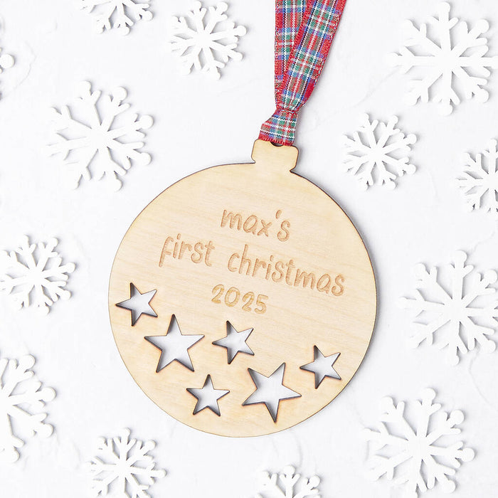 Personalised First Christmas Starry Christmas Bauble