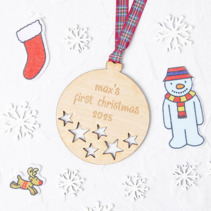 Personalised First Christmas Starry Christmas Bauble