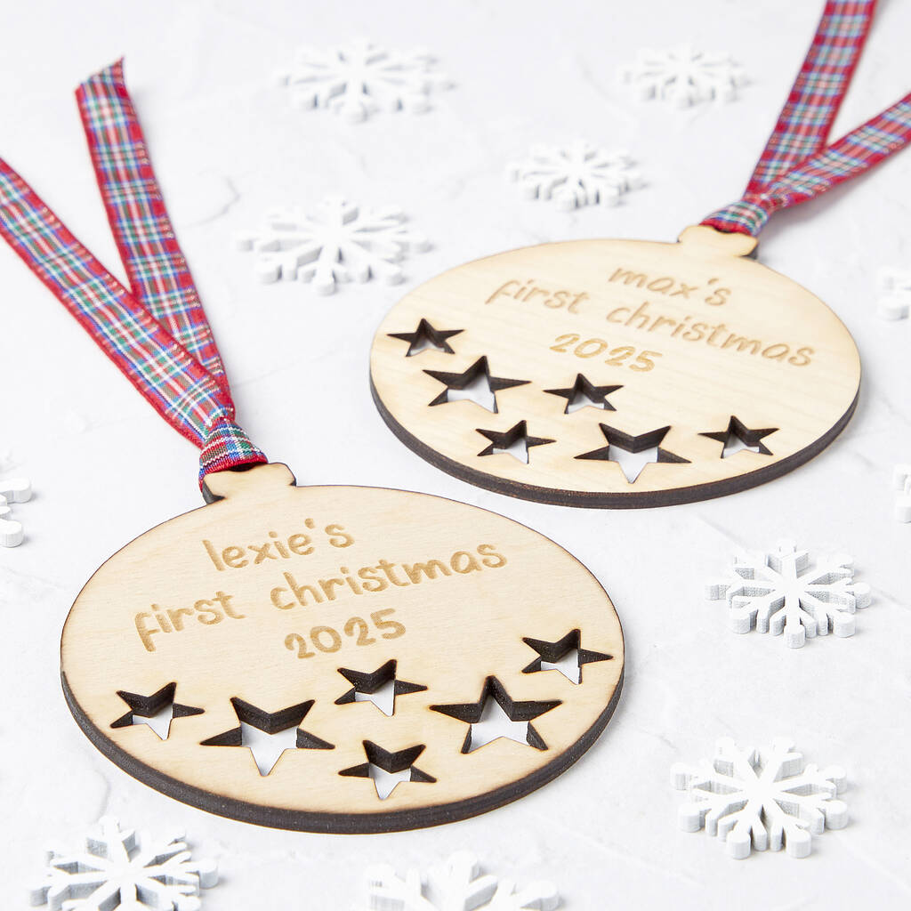 Personalised First Christmas Starry Christmas Bauble