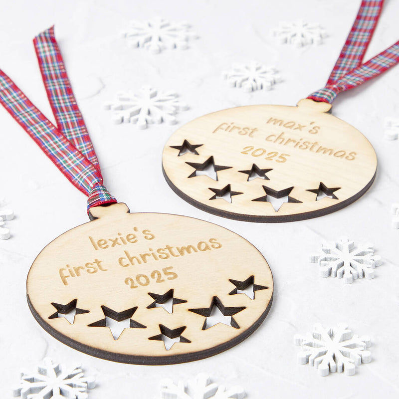 Personalised First Christmas Starry Christmas Bauble