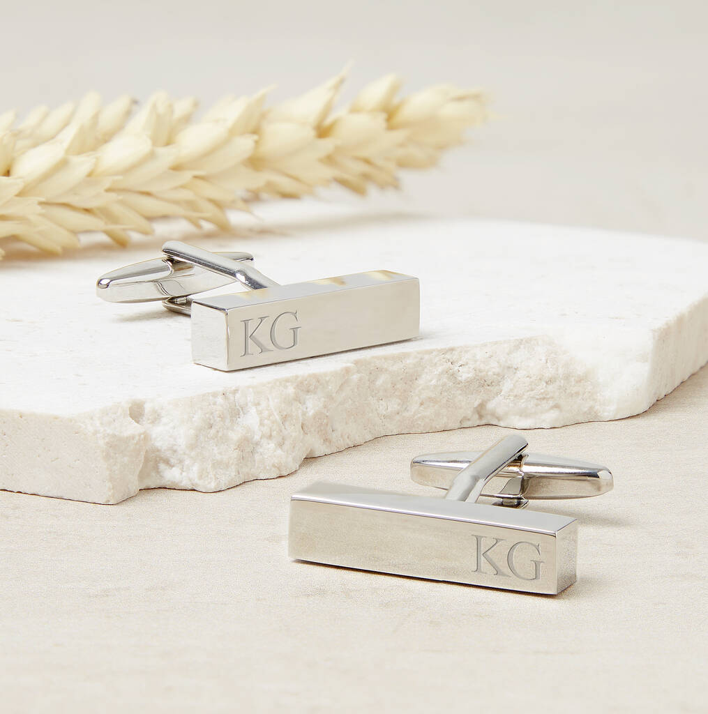 Personalised Silver Initial Bar Cufflinks