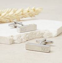 Personalised Silver Initial Bar Cufflinks