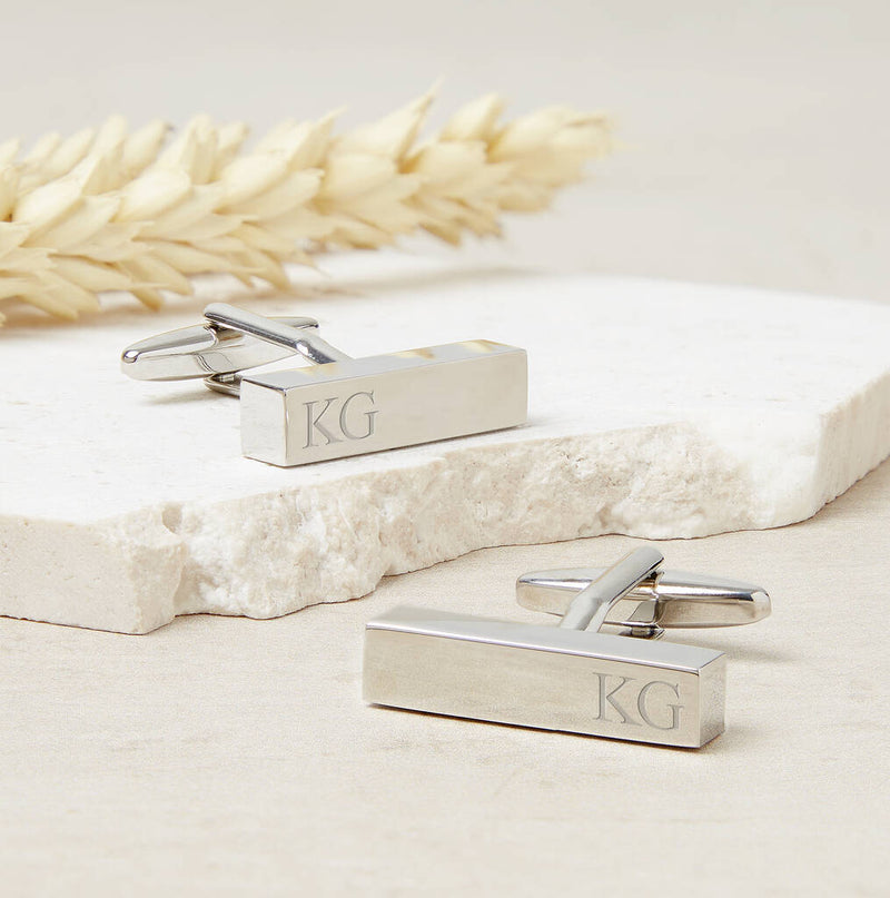 Personalised Silver Initial Bar Cufflinks