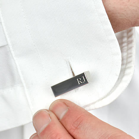 Personalised Silver Initial Bar Cufflinks