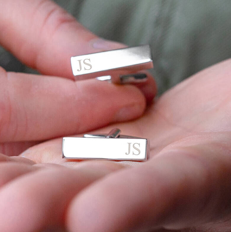 Personalised Silver Initial Bar Cufflinks