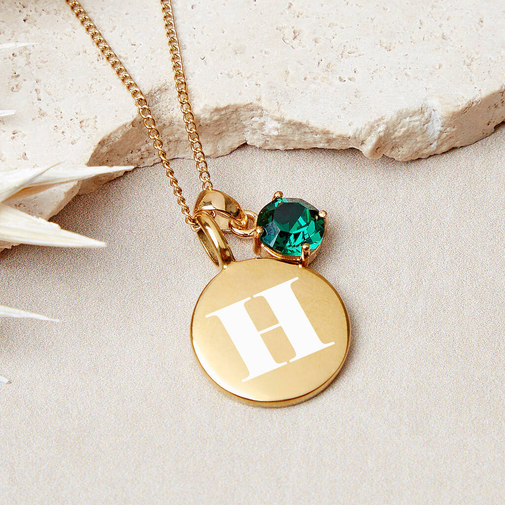 Personalised Initial and Birthstone Necklace