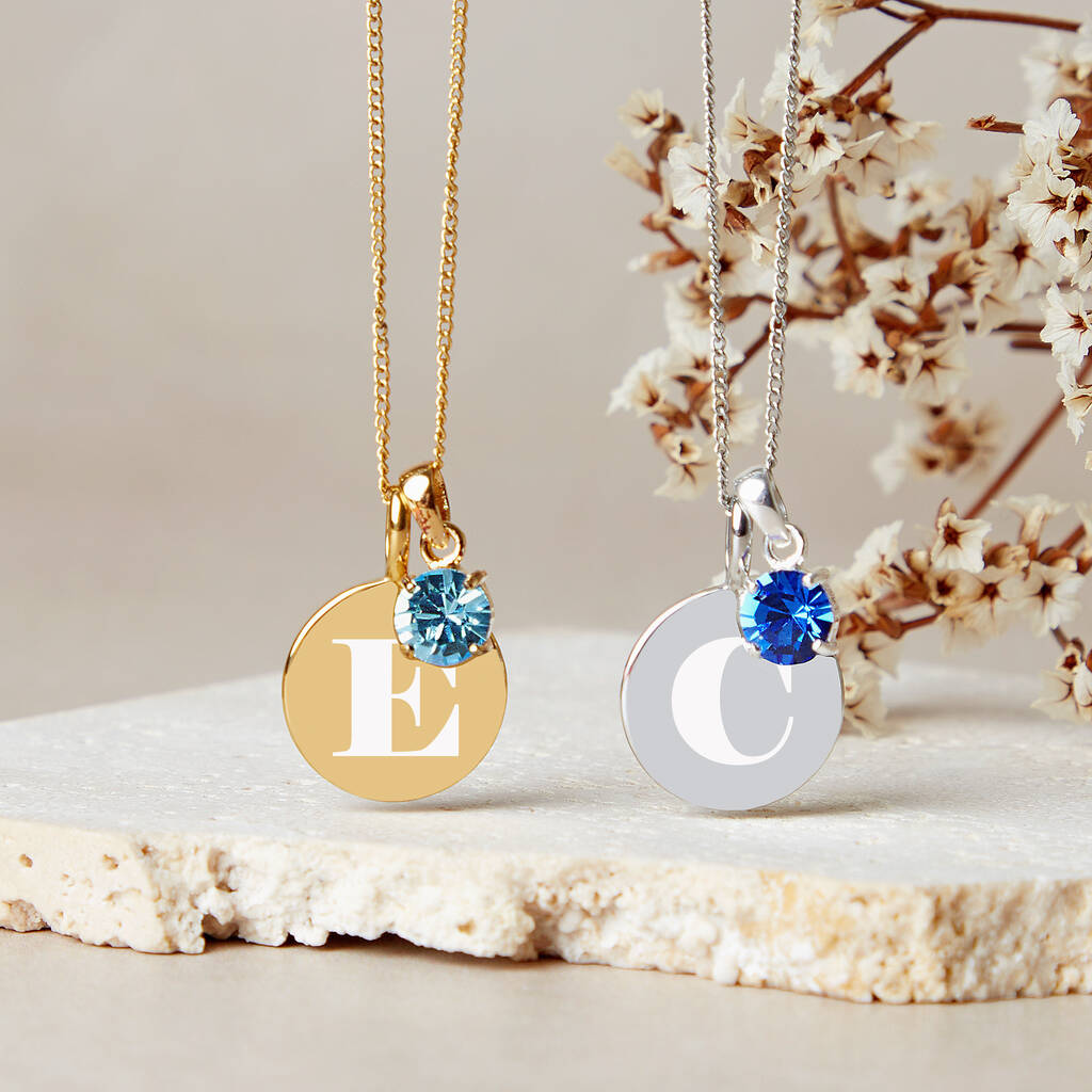 Personalised Initial and Birthstone Necklace