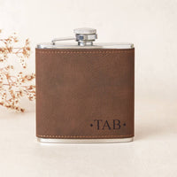 Personalised Initials Leather Hip Flask