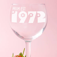 Personalised Mum Est. Flower Font Gin Glass
