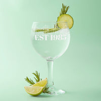 Personalised Mum Est. Retro Font Mother's Day Gin Glass