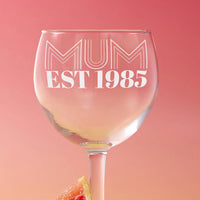 Personalised Mum Est. Retro Font Mother's Day Gin Glass