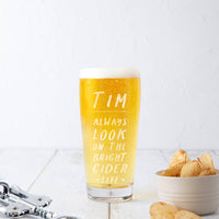 Personalised Name 'Bright Cider Life' Pint Glass