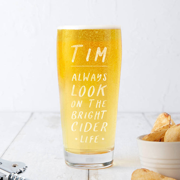 Personalised Name 'Bright Cider Life' Pint Glass