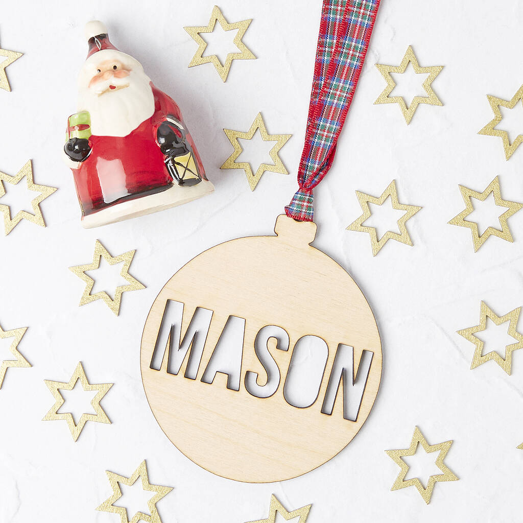 Personalised Name Cut Out Wooden Christmas Decoration