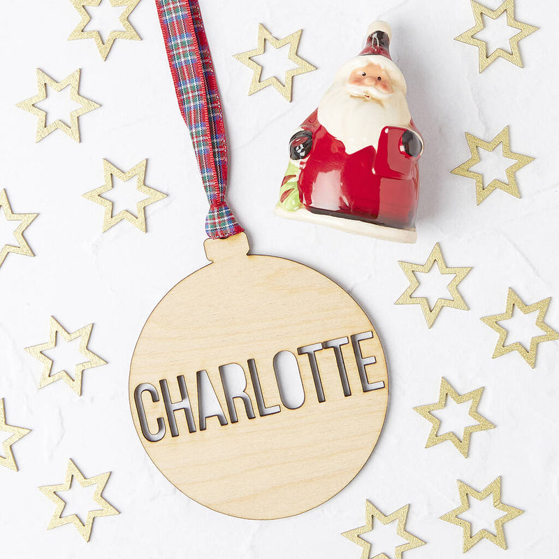 Personalised Name Cut Out Wooden Christmas Decoration