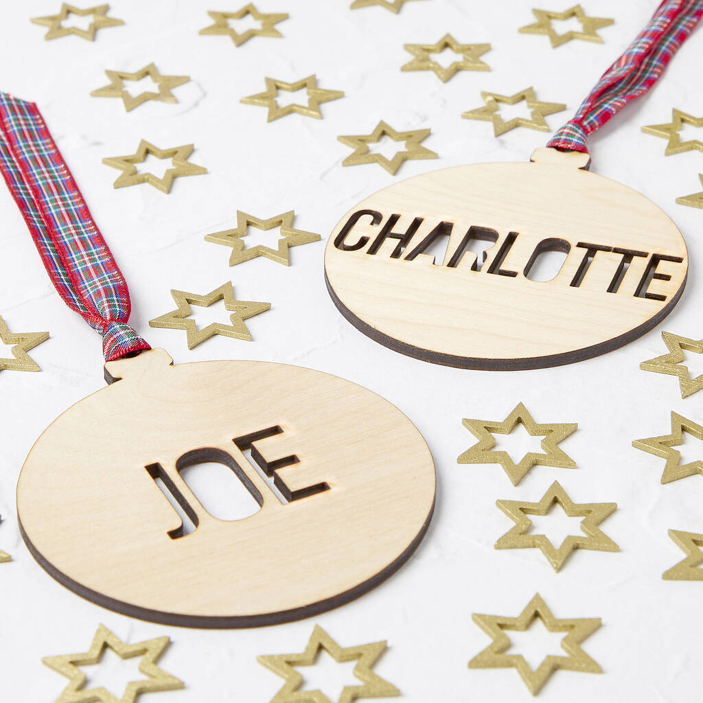 Personalised Name Cut Out Wooden Christmas Decoration