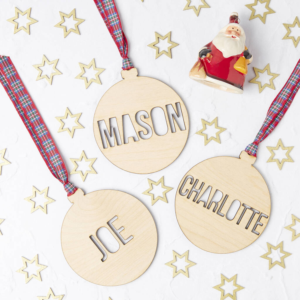 Personalised Name Cut Out Wooden Christmas Decoration