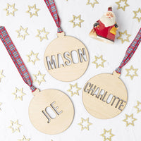 Personalised Name Cut Out Wooden Christmas Decoration