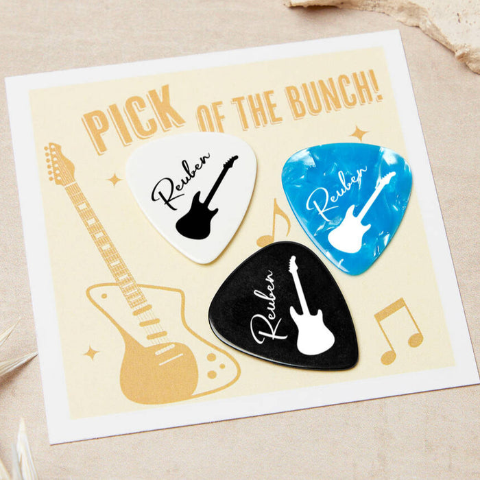 Personalised Name Guitar Plectrum / Pick Coloured Set