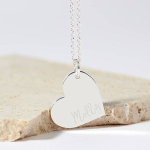 Personalised Name Silver Plated Heart Necklace