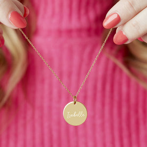 Personalised Name Silver Plated Disc Necklace