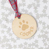 Personalised Paws Wooden Christmas Decoration Set