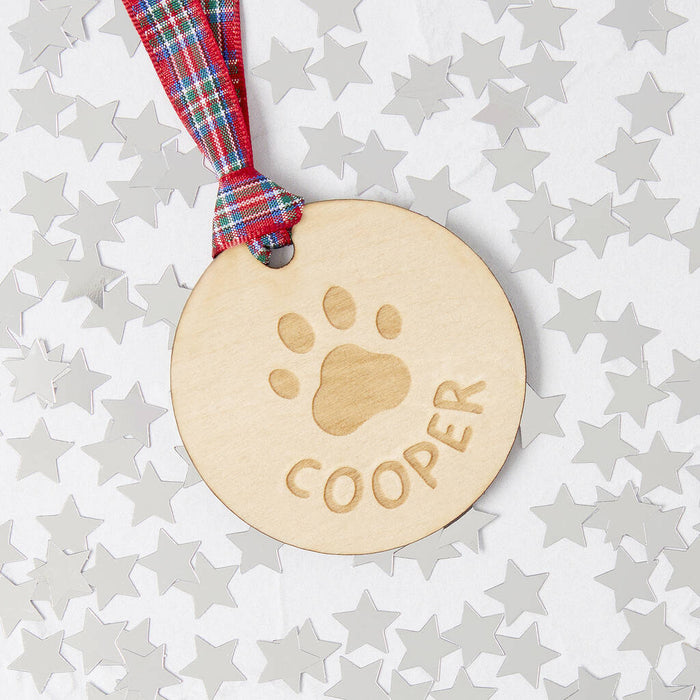 Personalised Paws Wooden Christmas Decoration Set