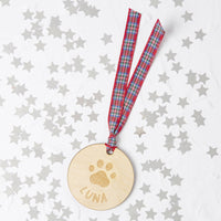 Personalised Paws Wooden Christmas Decoration Set