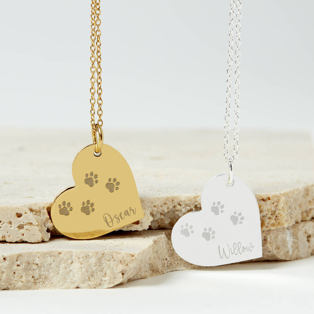 Personalised Pet Remembrance Gold Heart Necklace