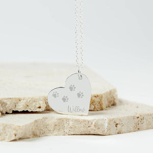 Personalised Pet Remembrance Silver Heart Necklace