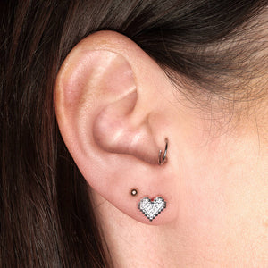 Personalised Pixel Heart Silver Earrings Studs