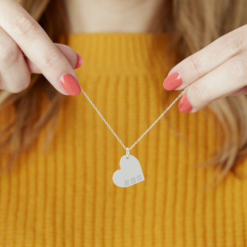 Personalised Special Date Gold Plated Heart Necklace Ellie Ellie