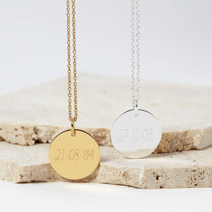 Personalised Special Date Silver Plated Disc Necklace